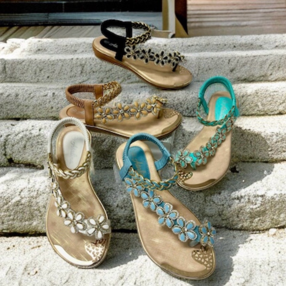 Restocked! Italina Light Green Flower Rhinestone Slingback Sandal - Picture 13 of 13